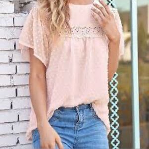 Pink Lace & Swiss Blouse